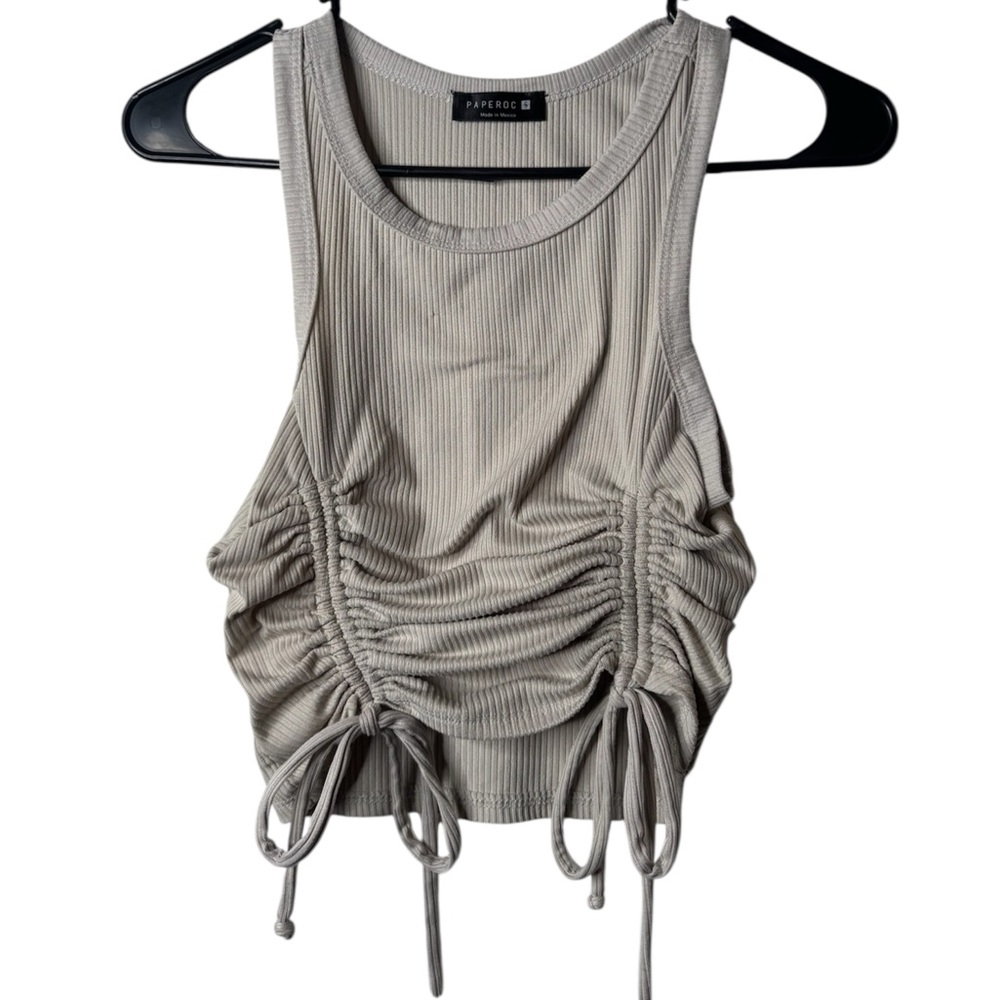 Peppermayo Beige Ruched Tank Top